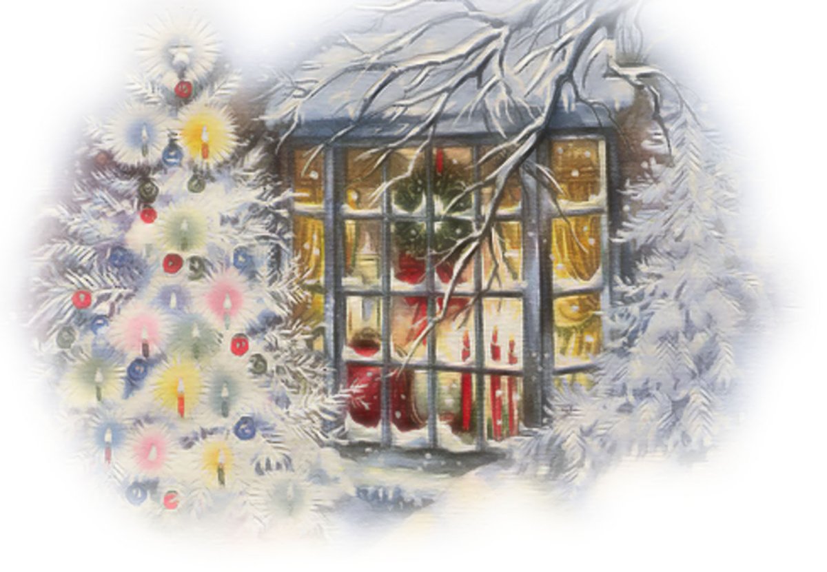 Иллюстрации домики новый год
