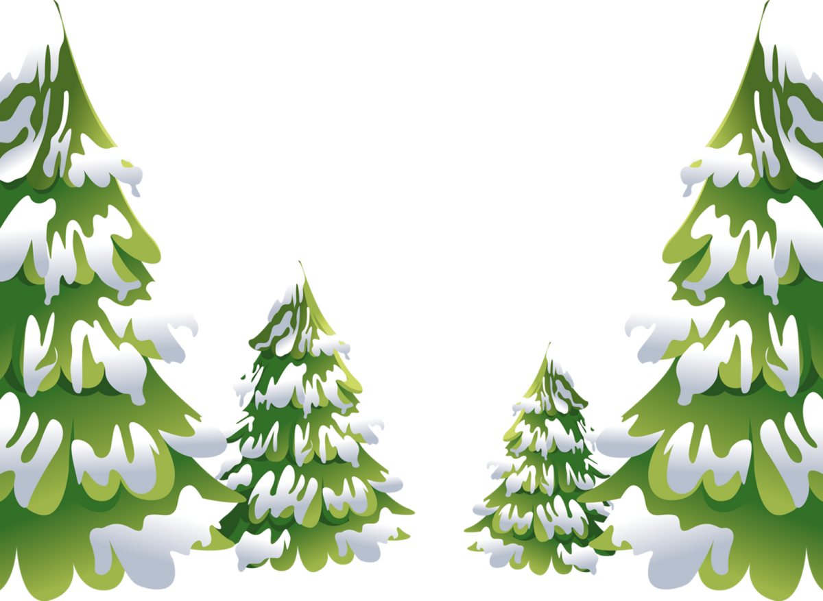 Мультяшные елки в снегу