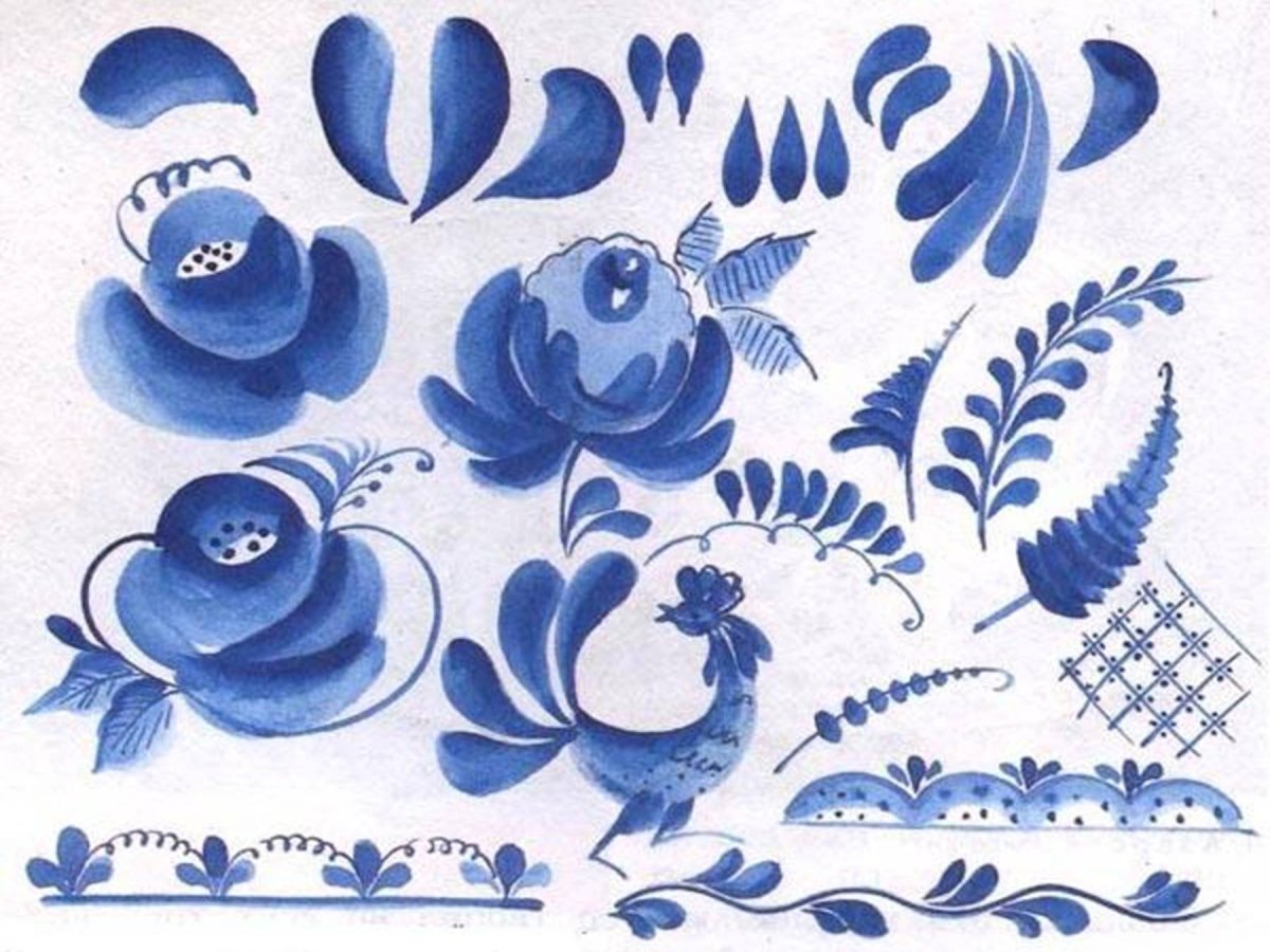 Цветы в стиле Гжель