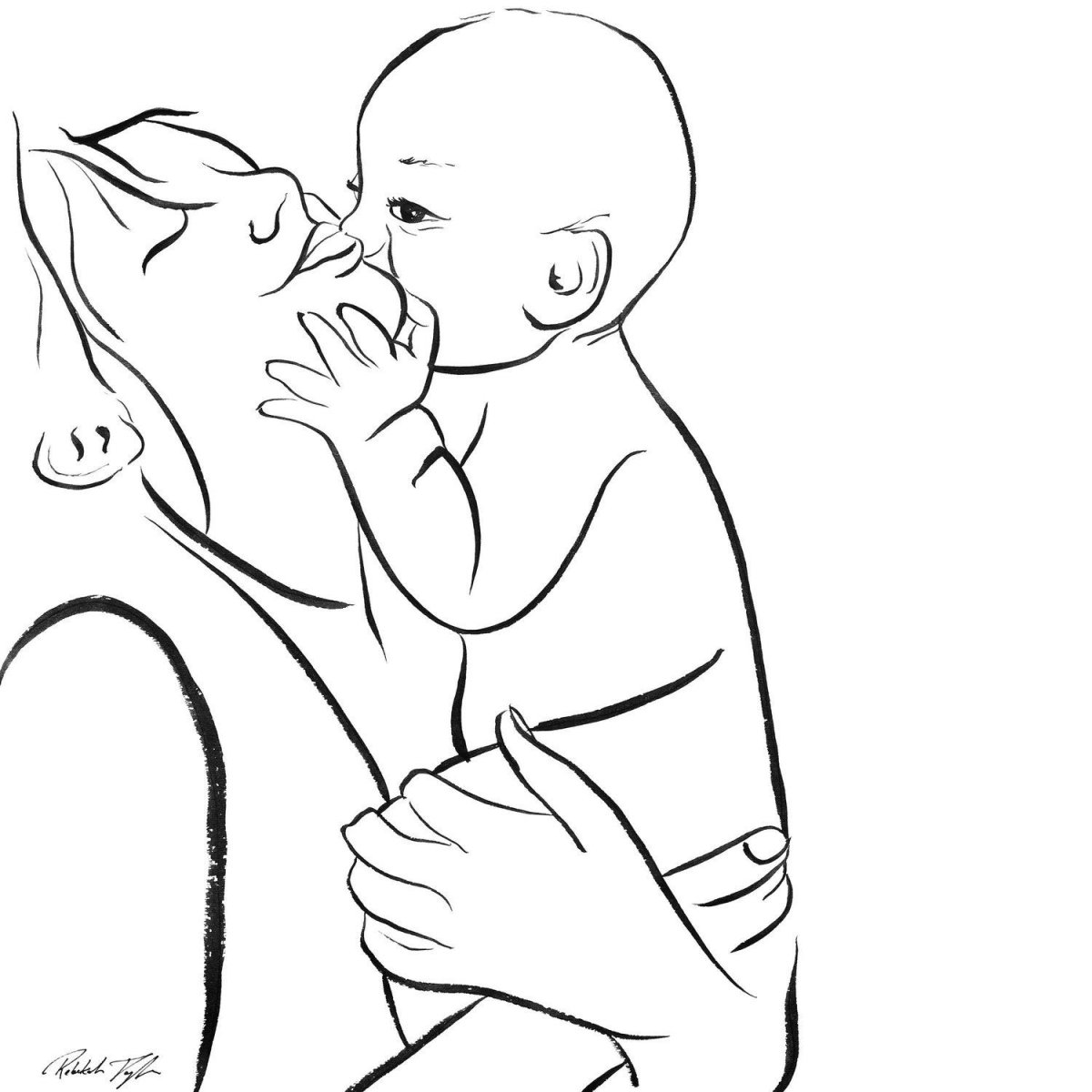 Раскраска мама с ребенком на руках