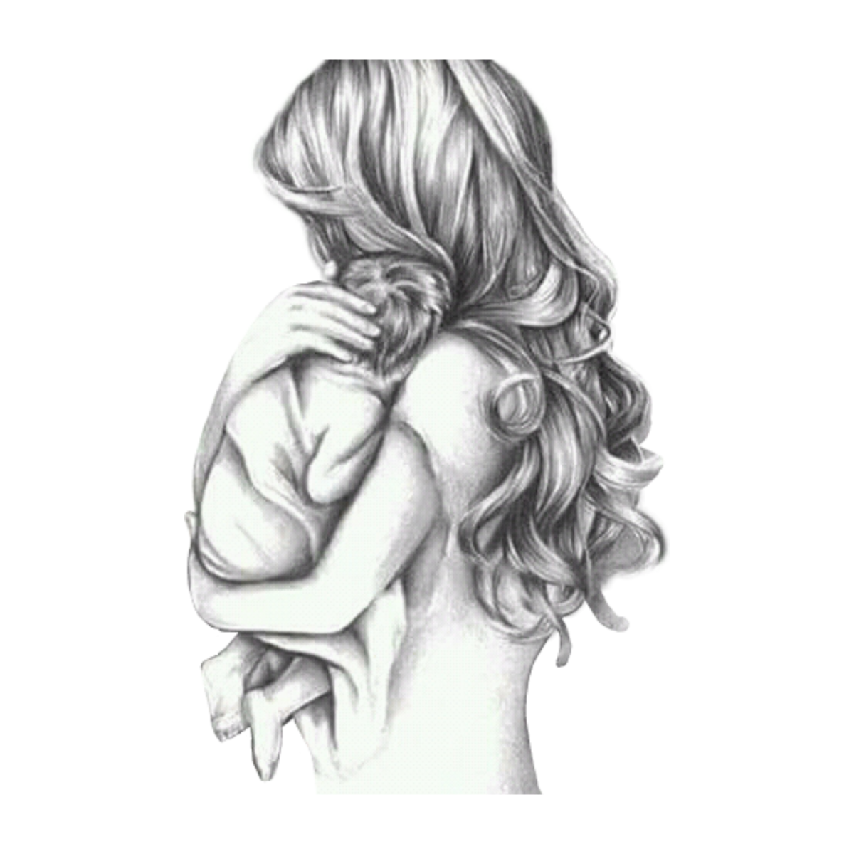 Эскиз девушка с ребенком