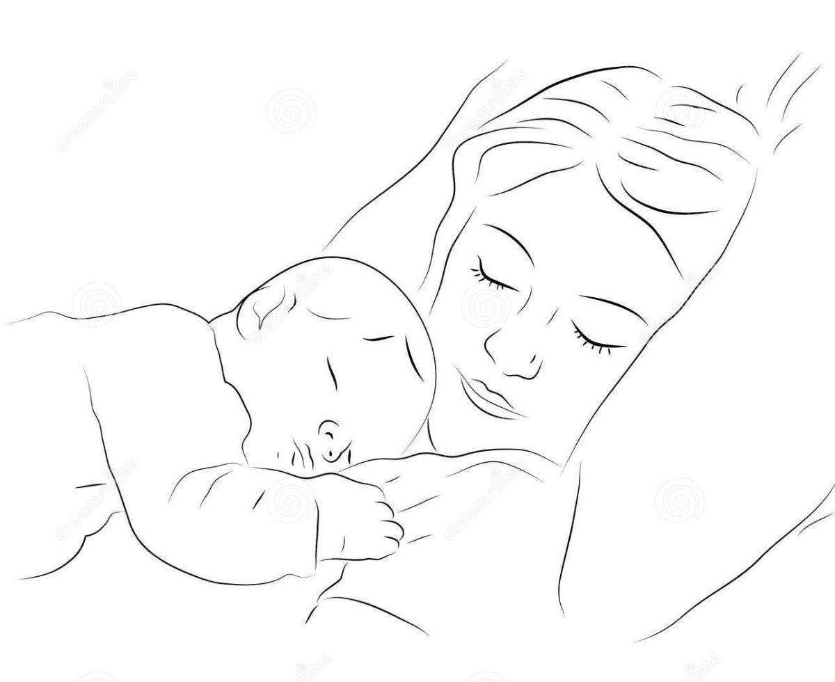 Мама с ребенком рисунок