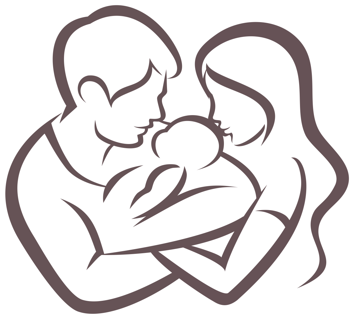 Силуэт семья с младенцем