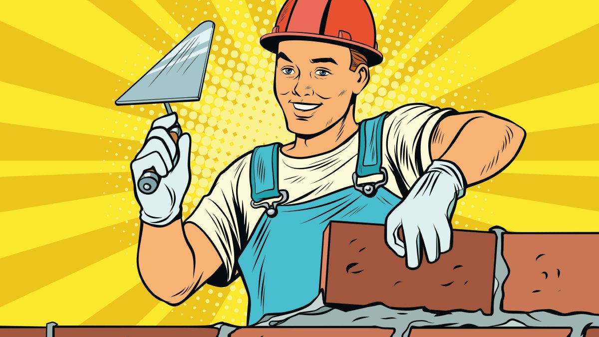 Строитель показывает