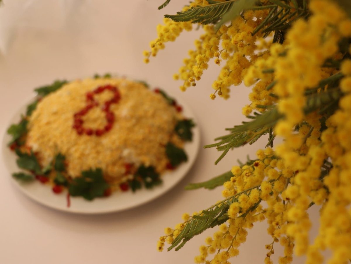 Красивые девушки с мимозой