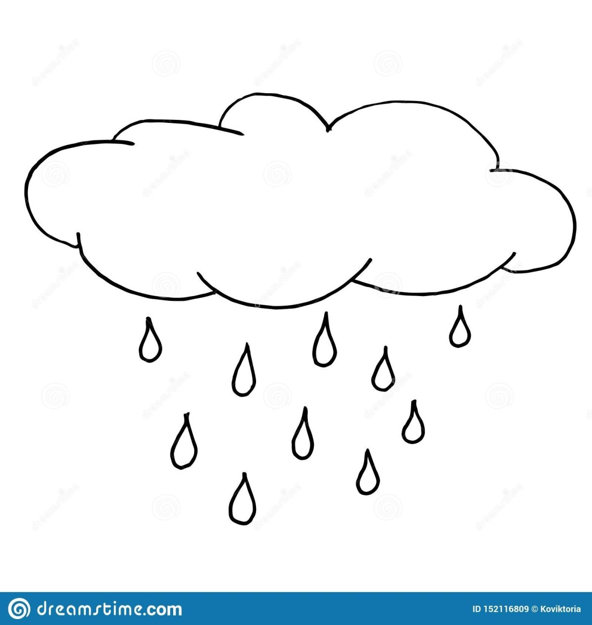 Раскраска тучка с дождем для детей