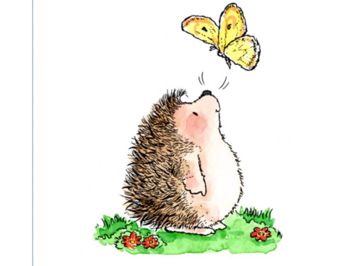 Милые ежики в акварели