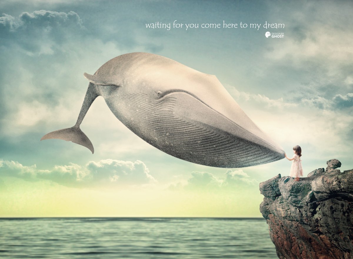 Картина девушка и кит