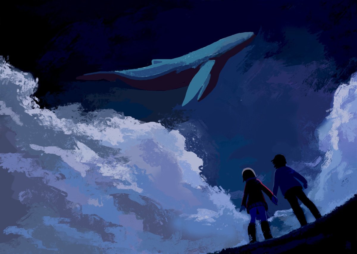 Летающий кит в небе