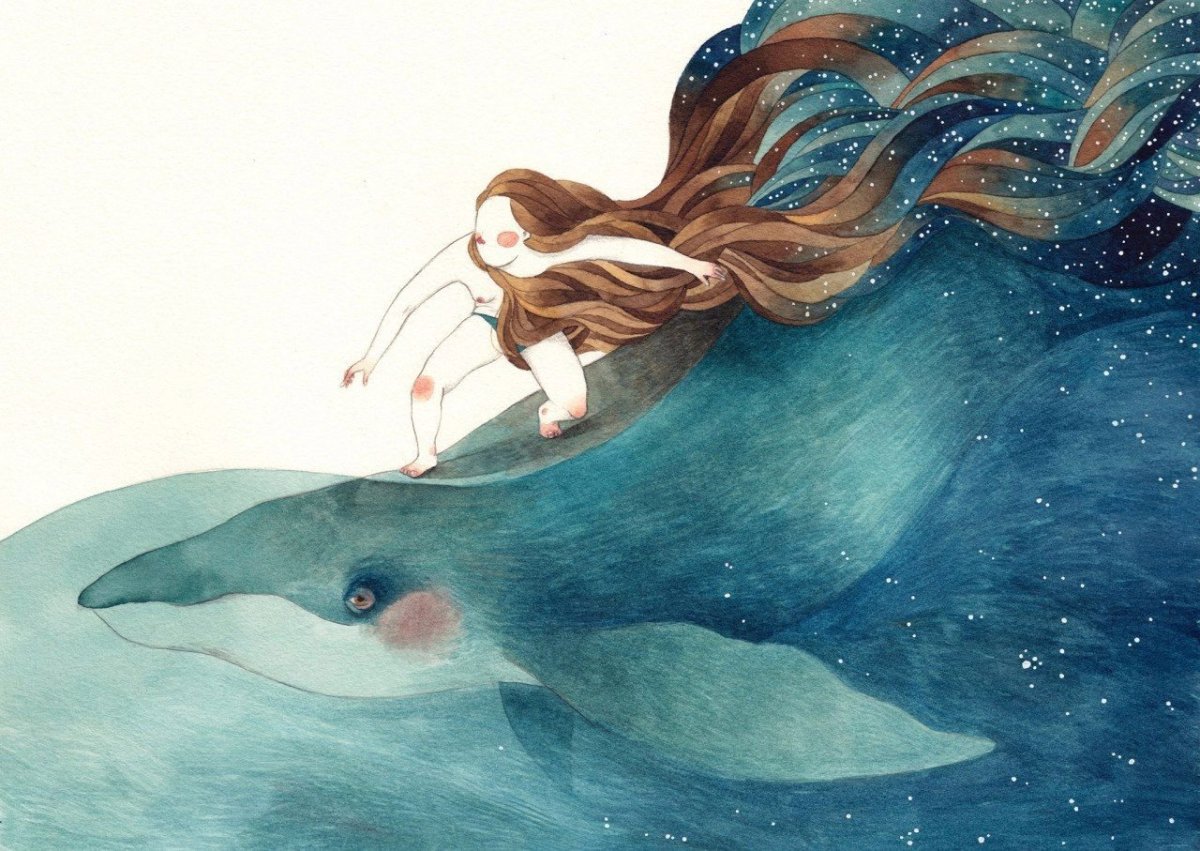 Кит в небе арт