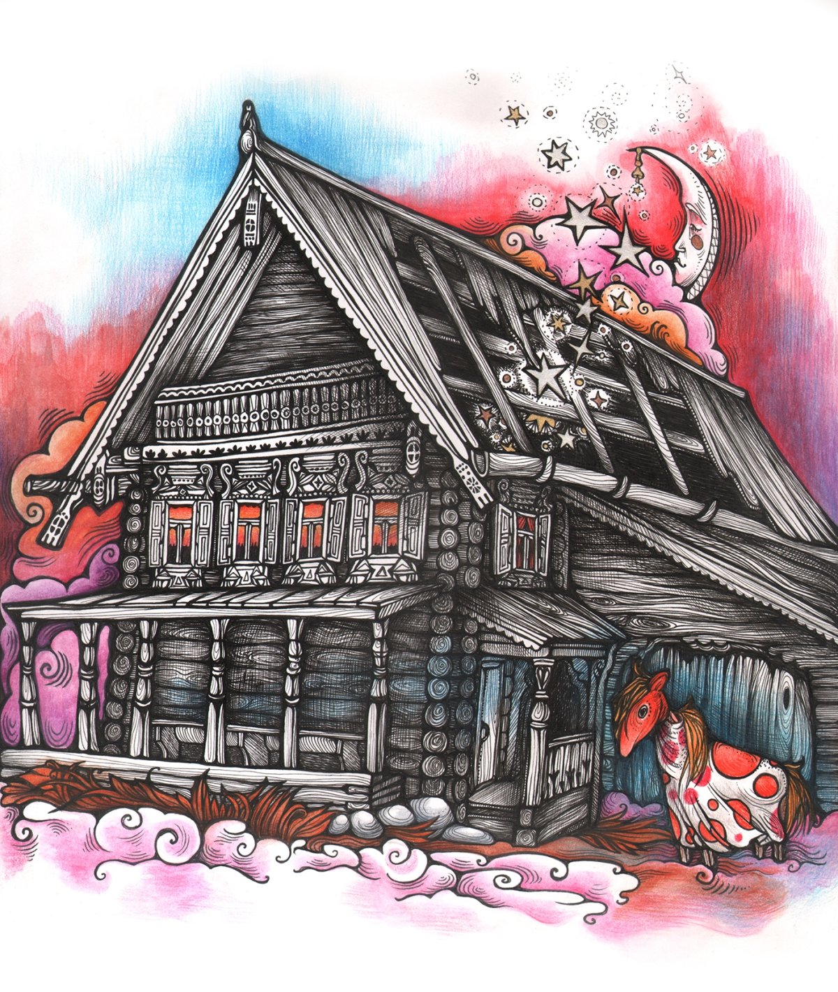 Дом горит на белом фоне