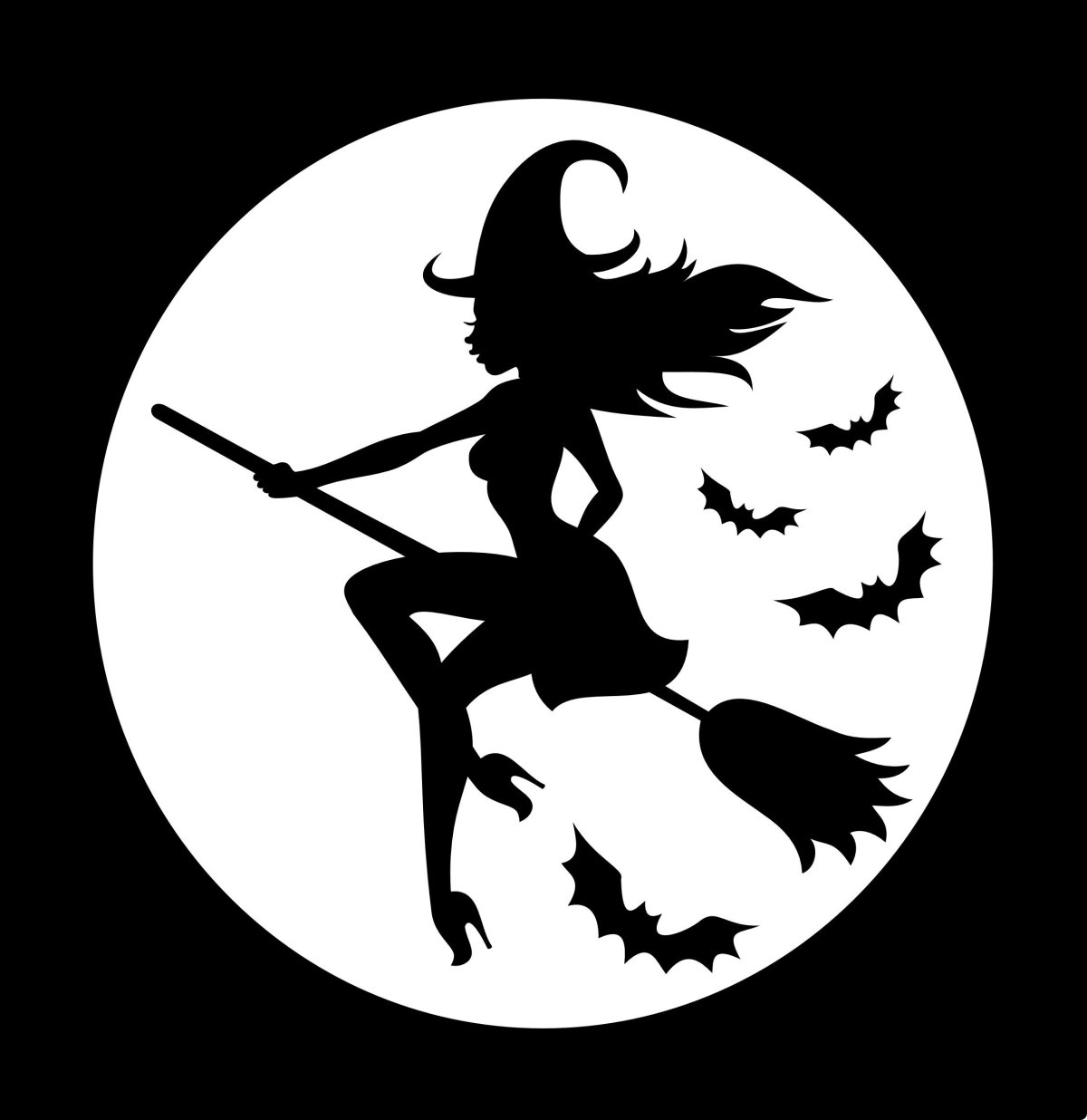 Ведьма на метле силуэт