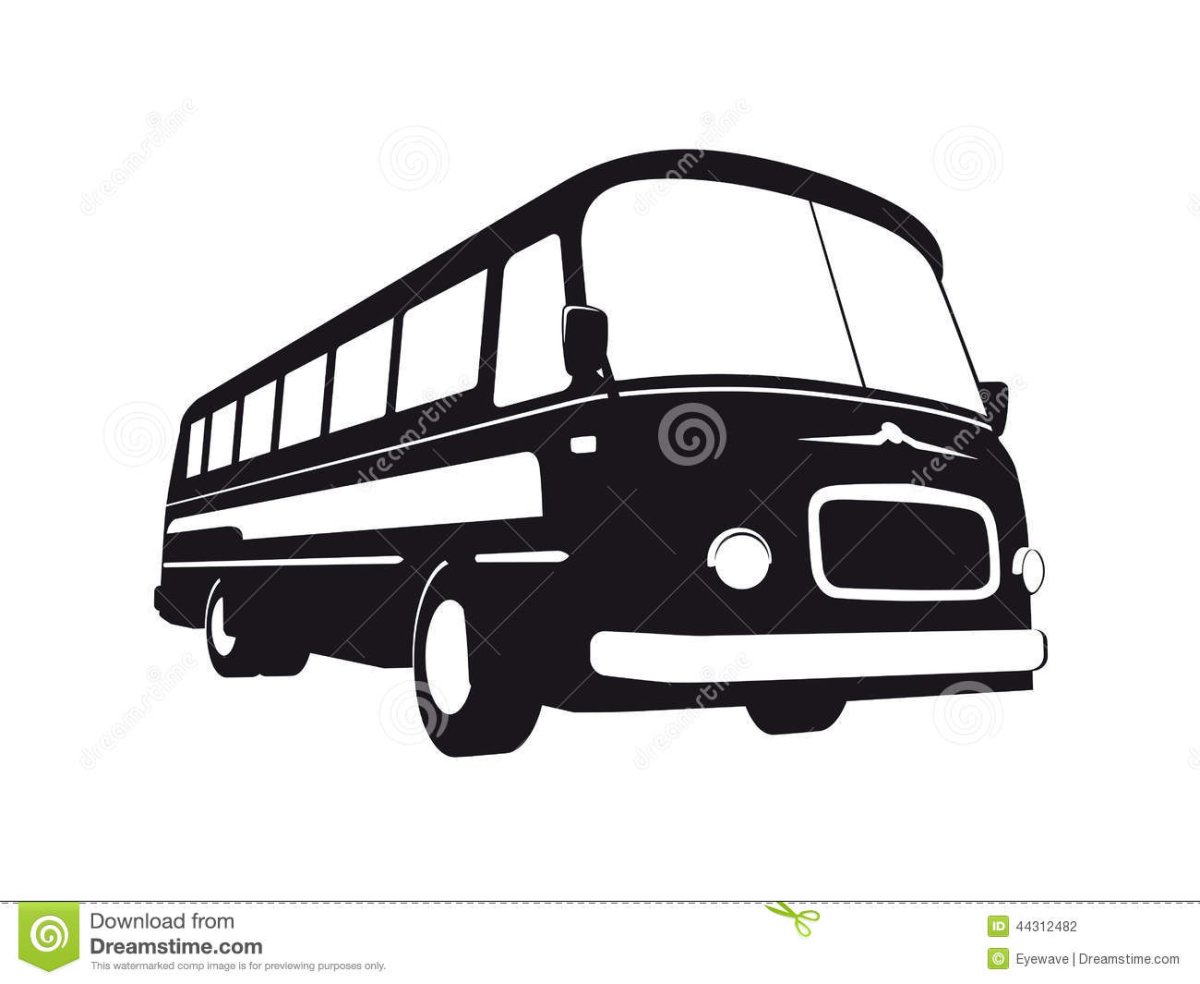 Черный автобус на прозрачном фоне
