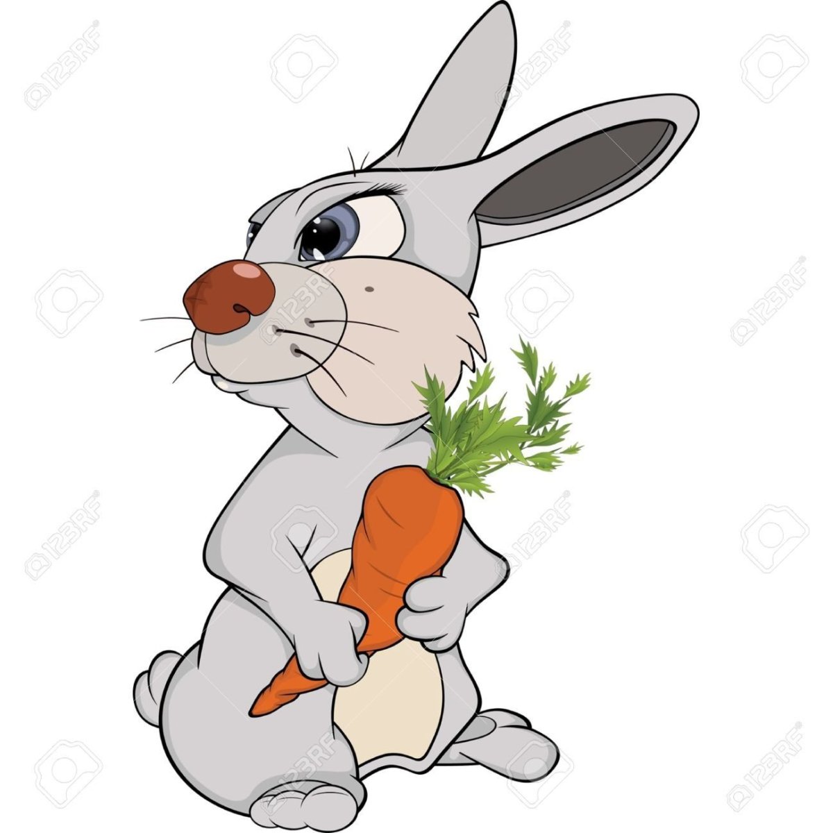 Зайчик держит морковку