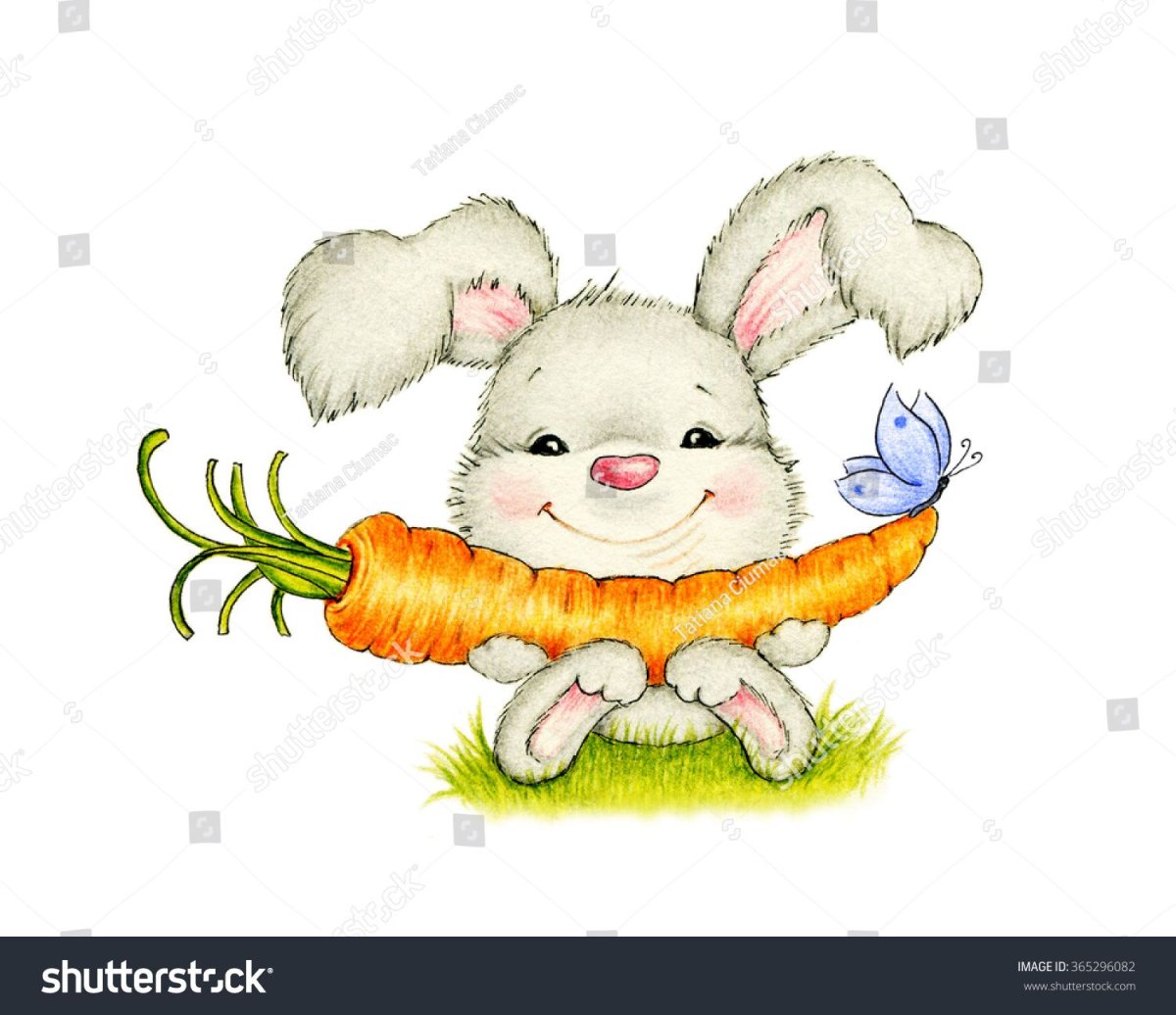 Мультяшный заяц с морковкой