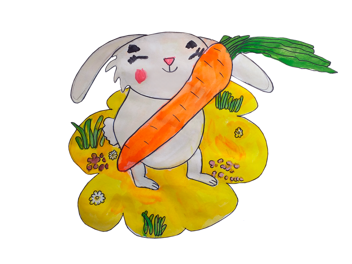 Заяц грызет морковку