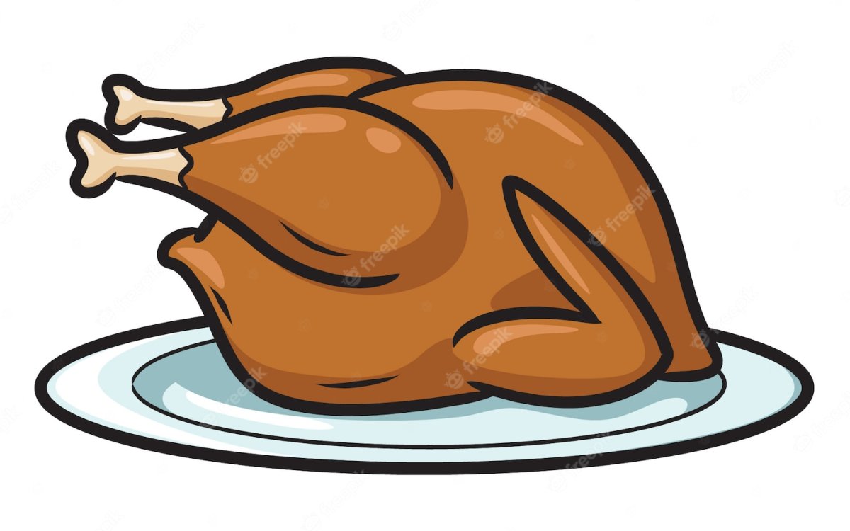 Курица жареная мультяшный на белом фоне