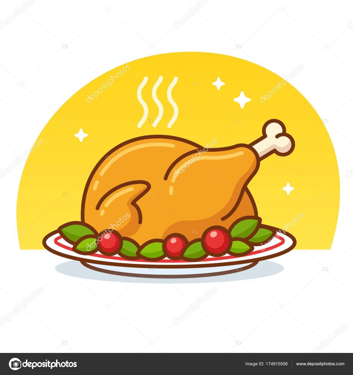 Нарисованная курица гриль