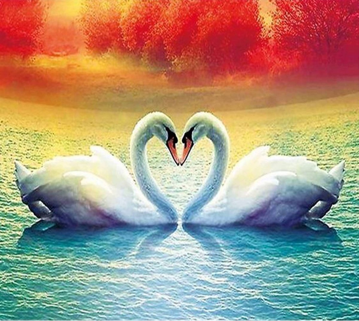 Алмазная мозаика 40x50 qa200257 лебеди