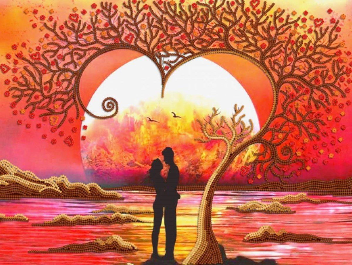 Дерево с сердечками