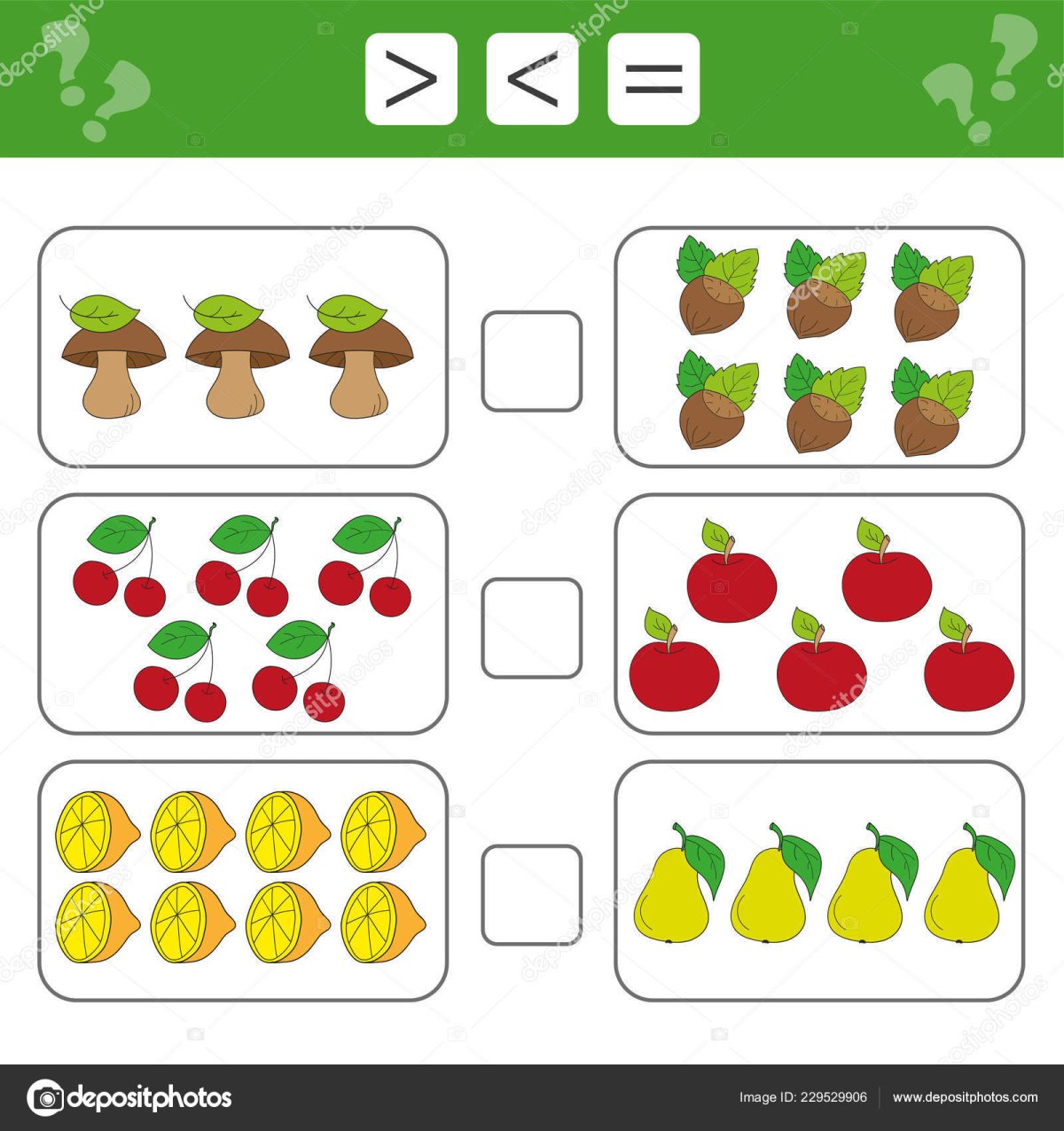 Больше меньше равно для дошкольников задания