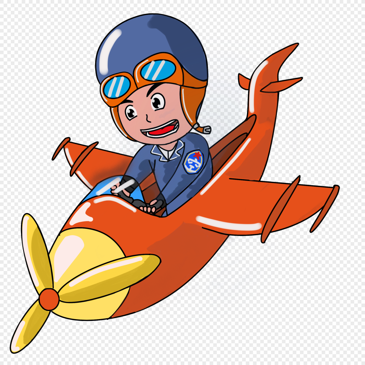 Мультяшный самолет с пилотом