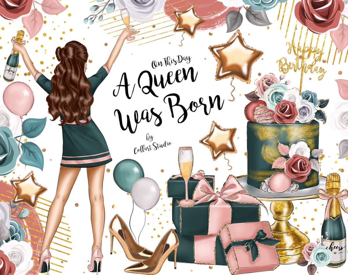 Модные иллюстрации день рождения