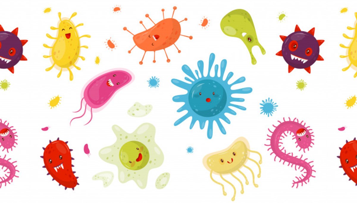 Веселые микробы на прозрачном фоне для фотошопа