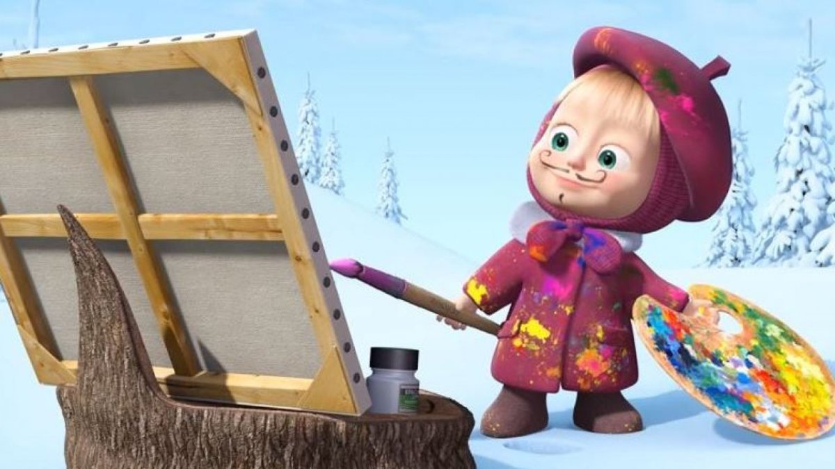 Мультфильм Маша и медведь картина маслом