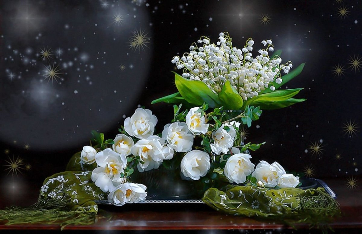 Весенние цветы ночью