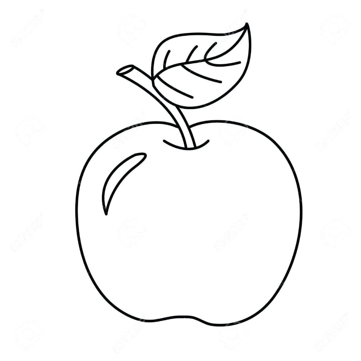 Яблоко раскраска для детей