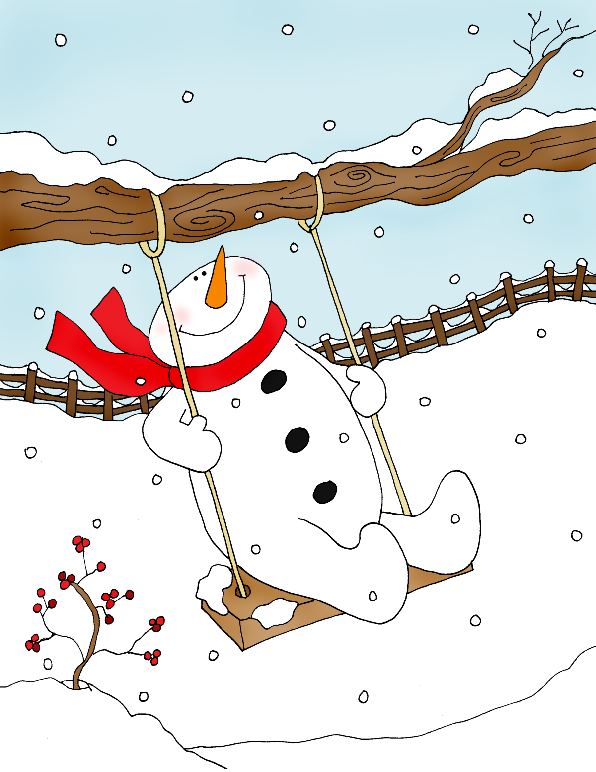 Забавный Снеговик рисунок
