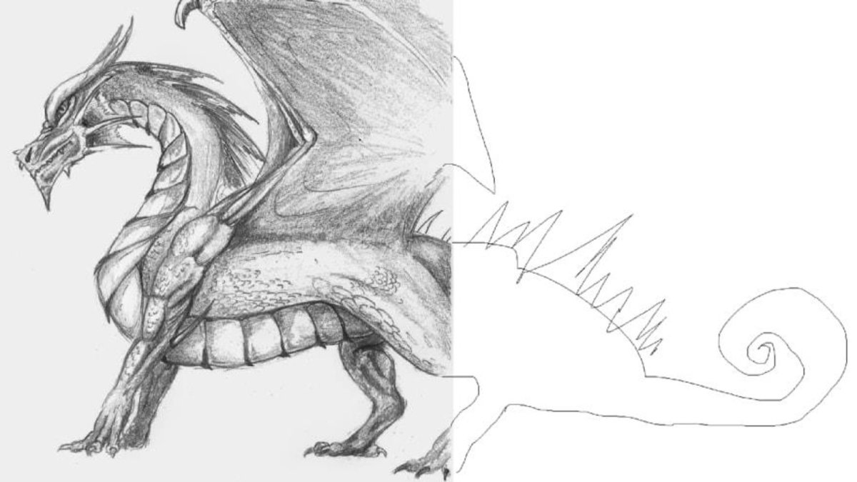 Дракон рисунок карандашом