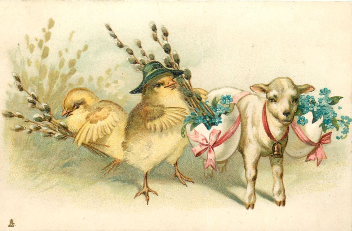 Винтажная открытка с Пасхой