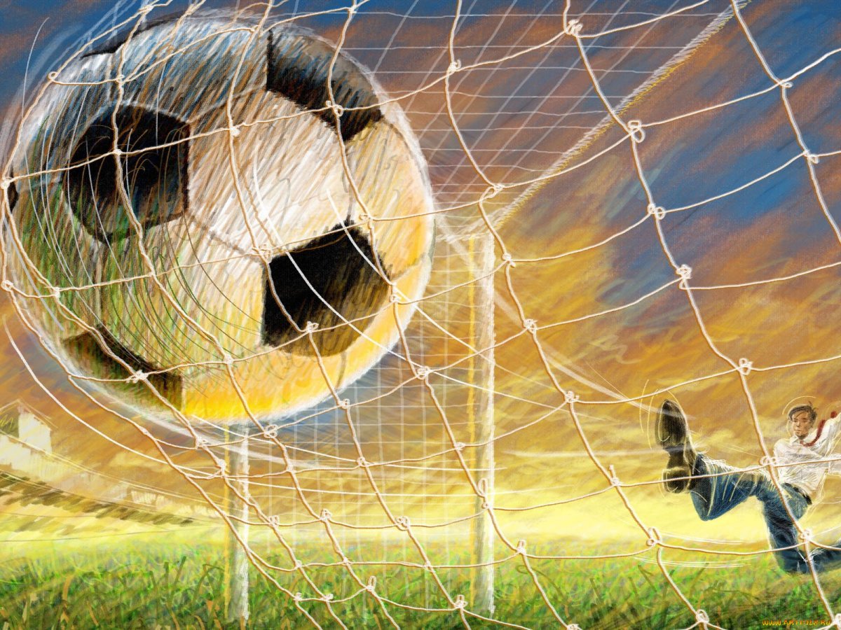 Футболист в движении карандашом