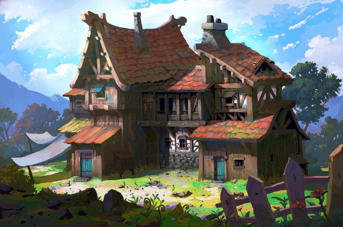 Домик концепт арт Fantasy дом Concept Art