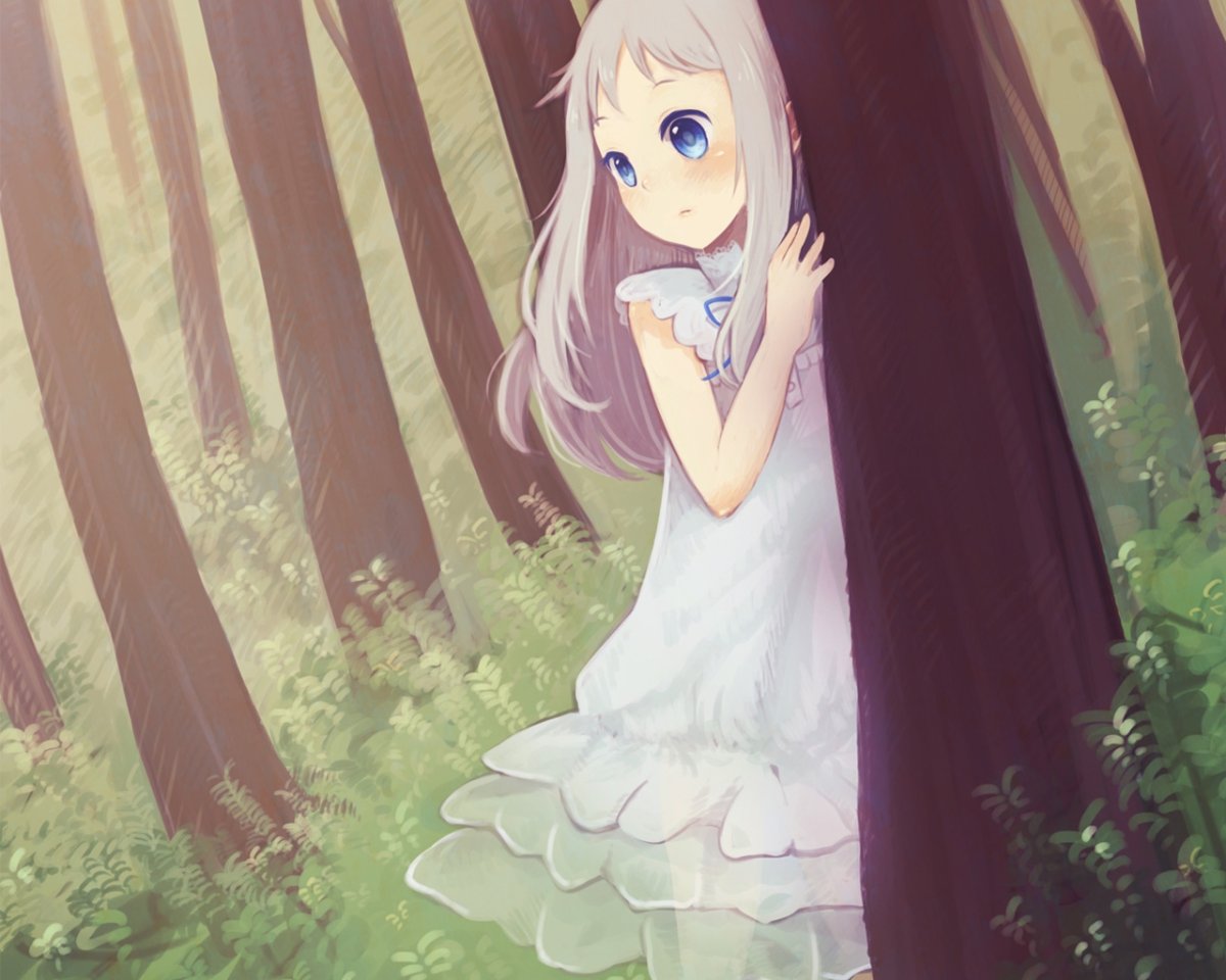 Аниме девушка природа