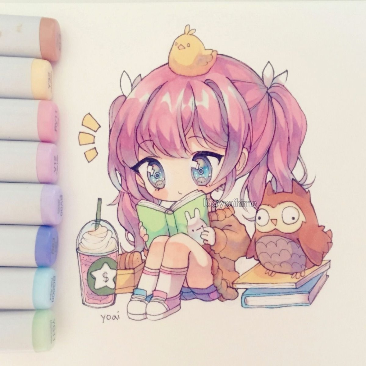 Милые кавай рисунки фломастерами