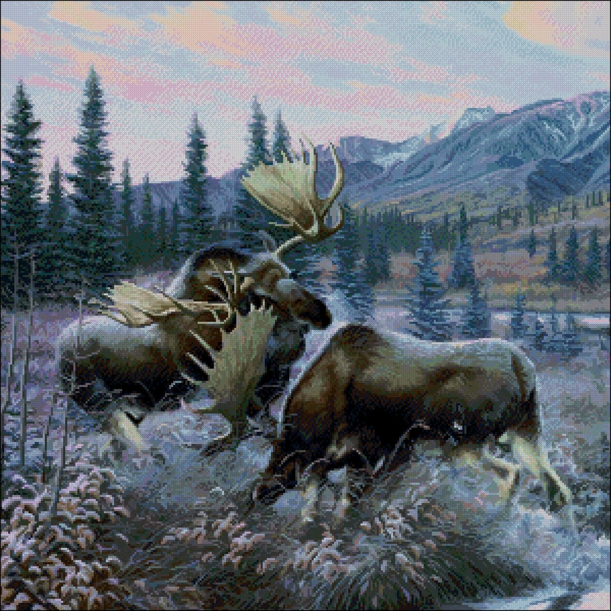 Олень живопись