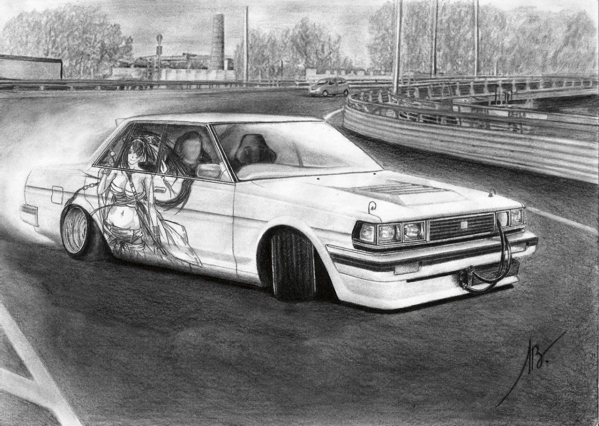 Японские авто карандашом