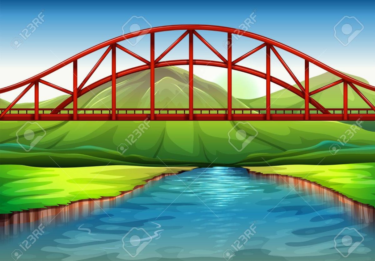 Рисование моста через реку для ребенка