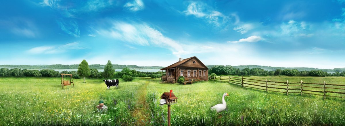 Домик в деревне панорама