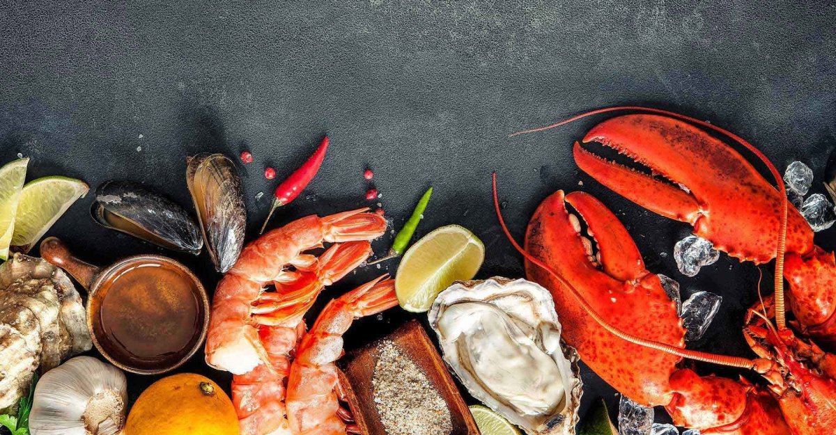 Морепродукты вид сверху