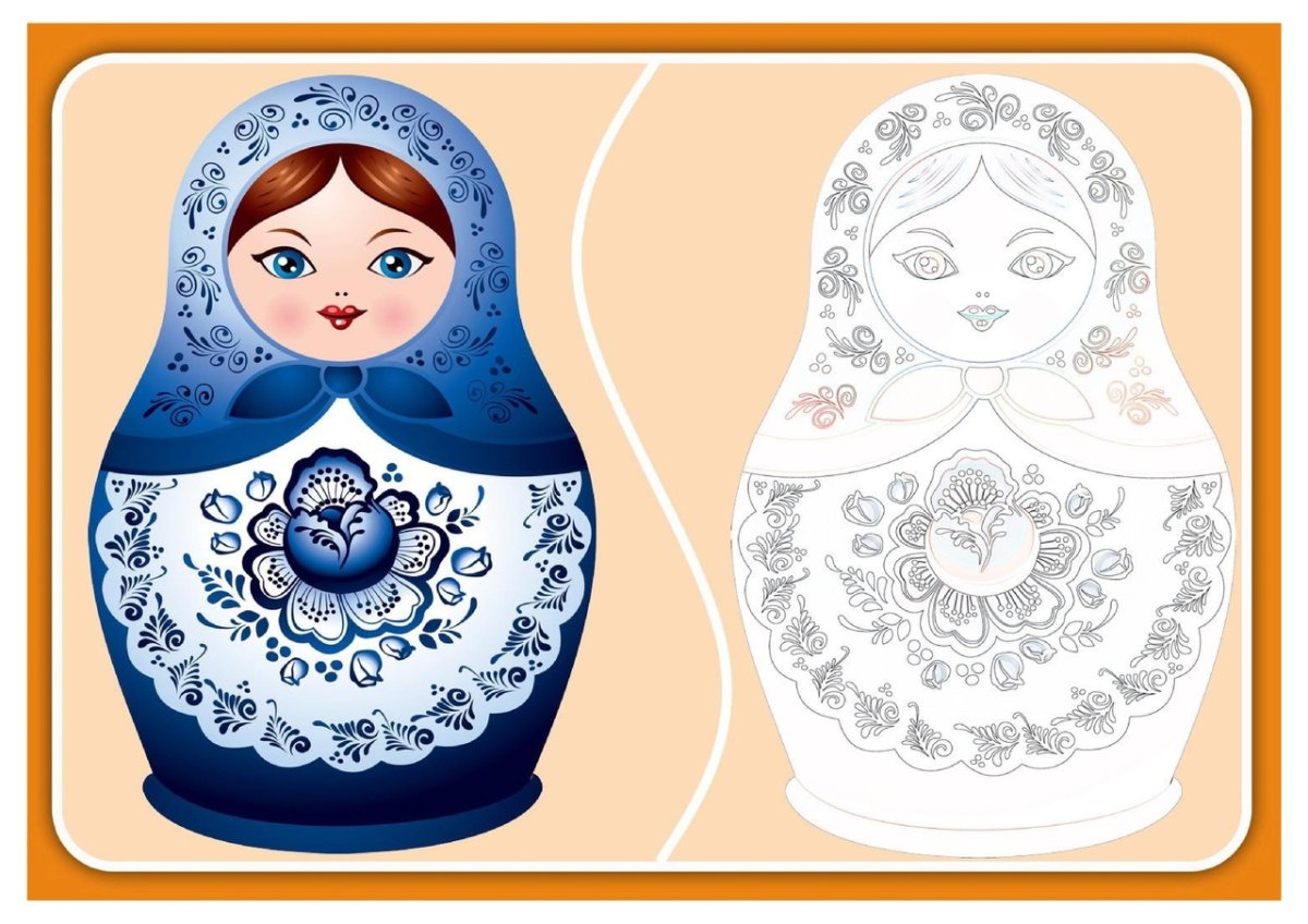 Матрешка с геометрическими фигурами шаблон