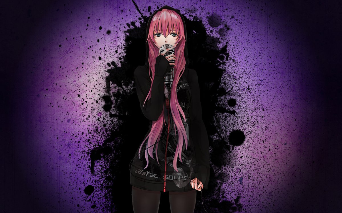Аниме девушка с темно розовыми волосами