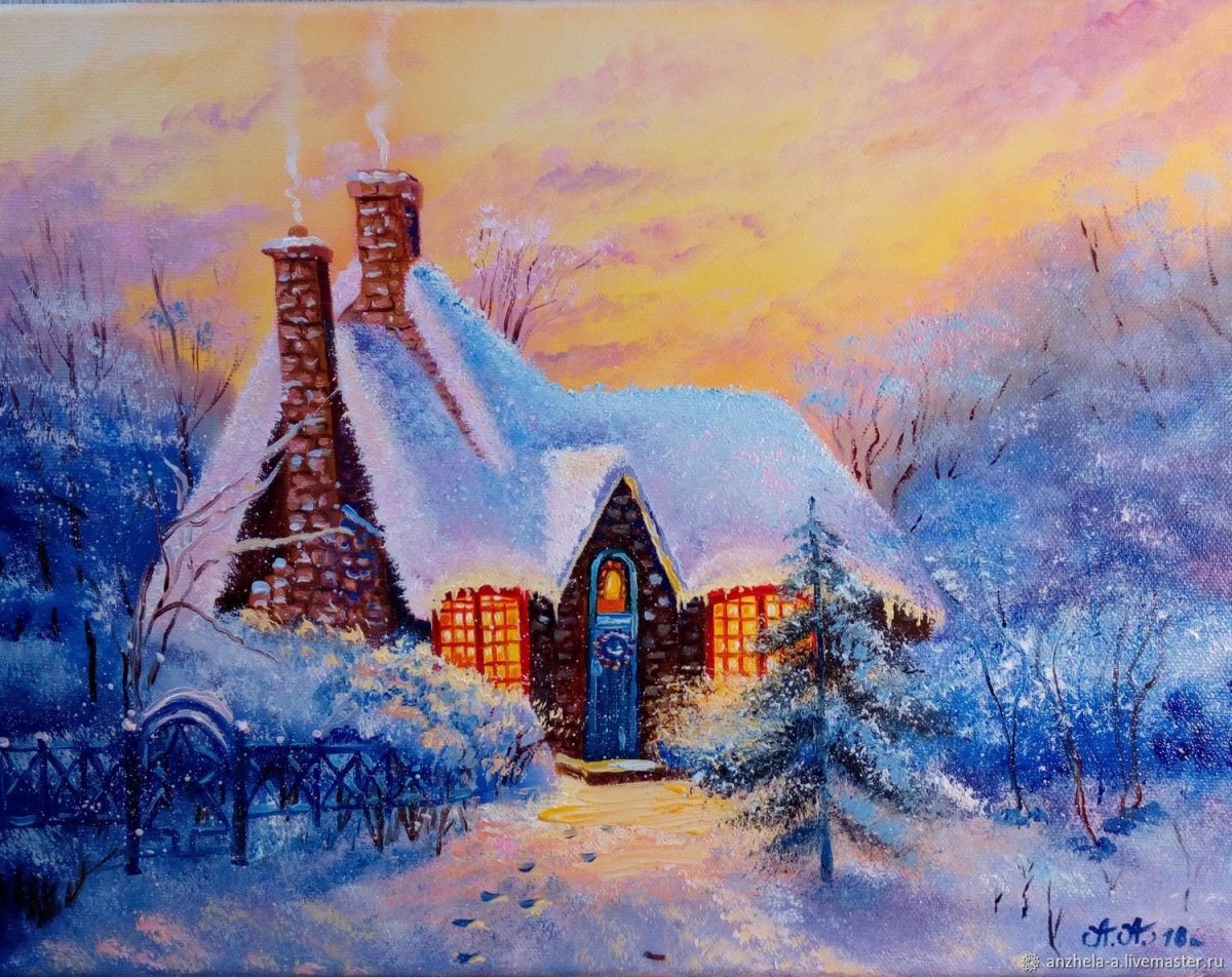 Новогодний домик живопись