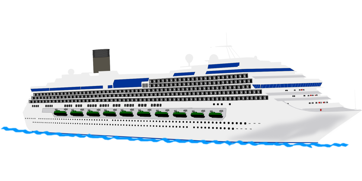 Круизный лайнер на белом фоне