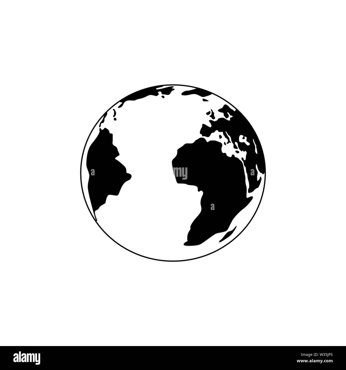 Значок Планета земля чб