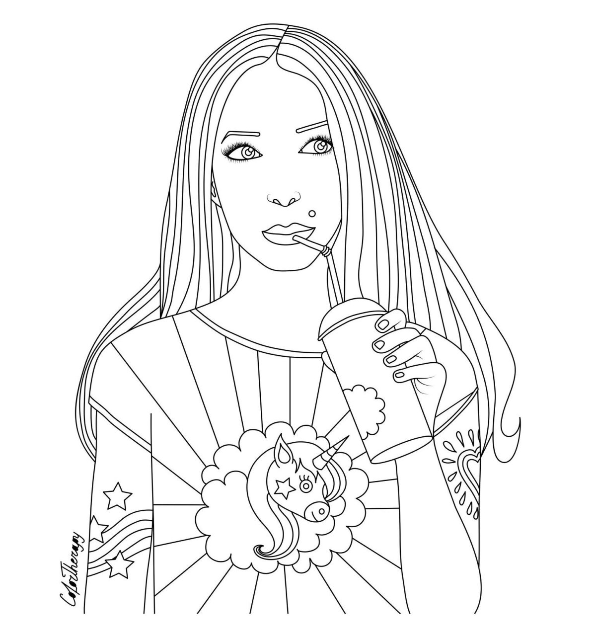 Модные девочки. Раскраска