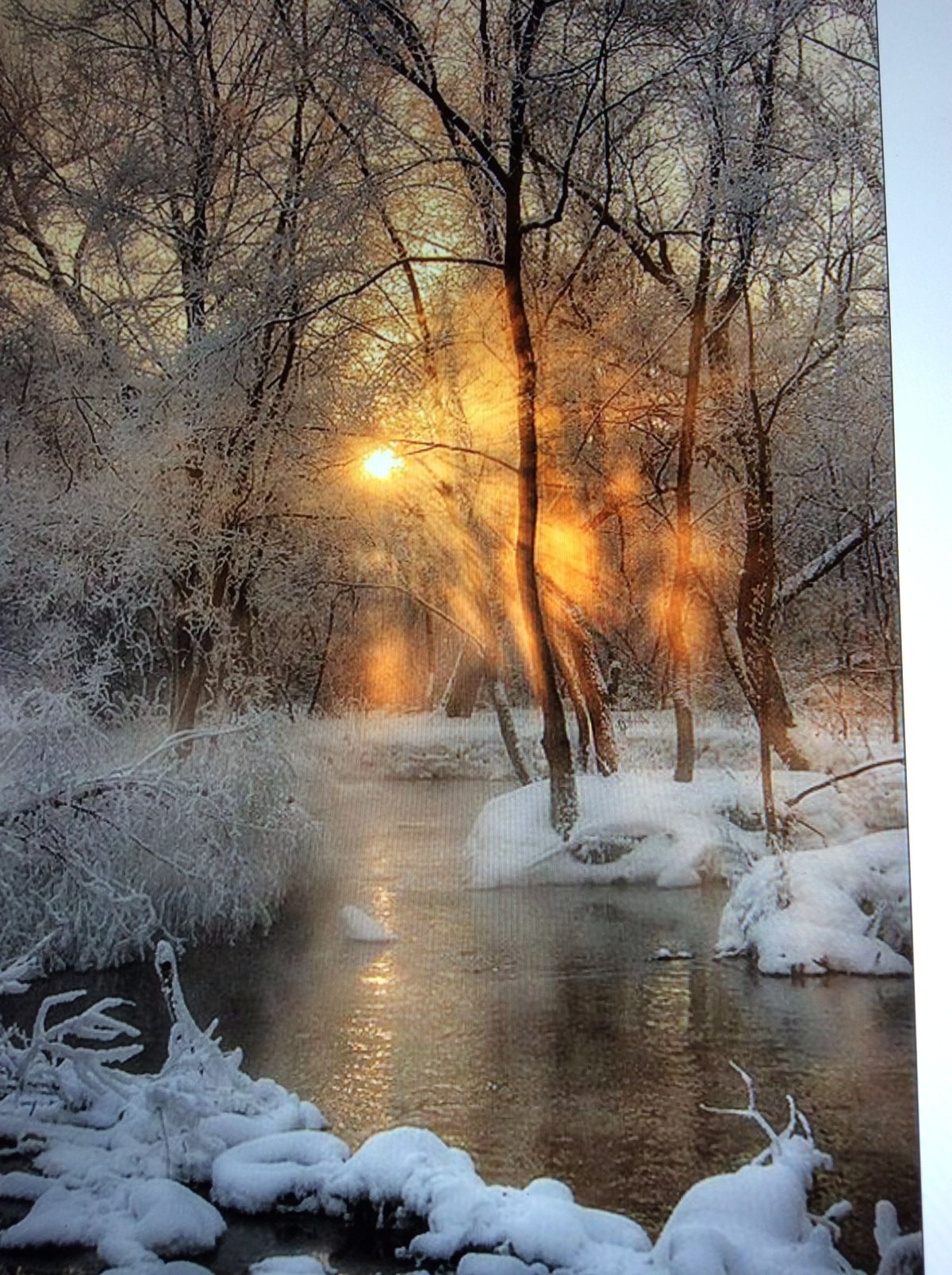 Закат снег красота